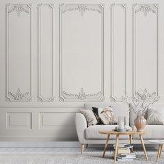 3D wall mural — Classical frames and ornaments — white and gray