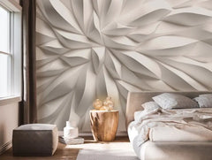 3D mural – overlapping raised petals – white and beige