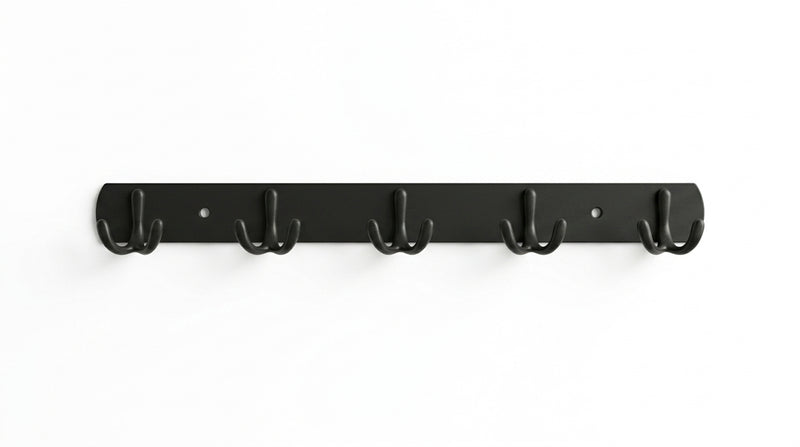 Premium black metal wall rack — 5 double hooks