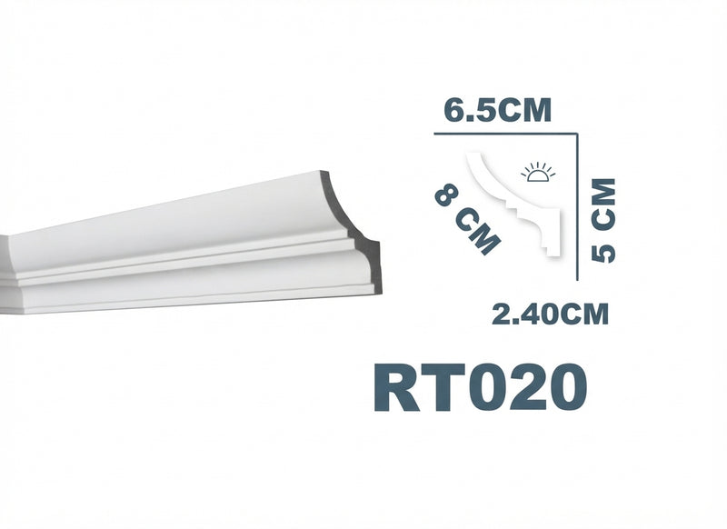 Cove-lighting cornice RT 020 width 8 cm – white