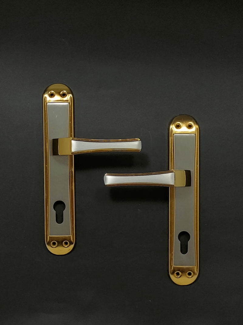 Turkish 731 cylinder-lock door handle set — gold and silver