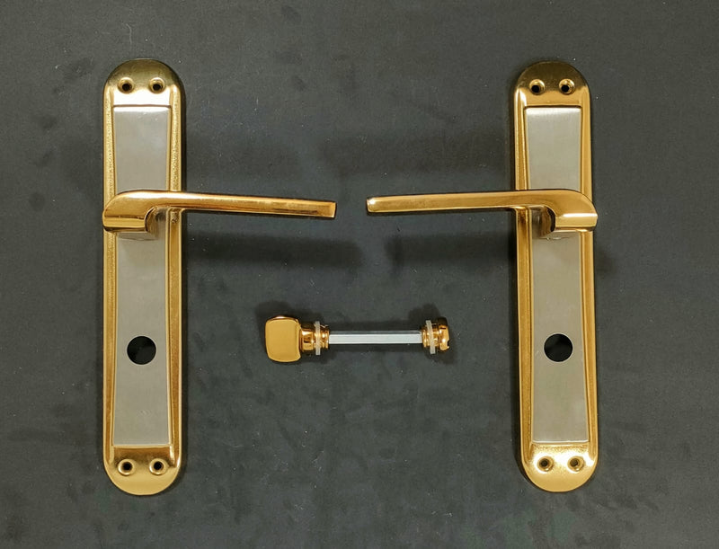 Turkish 708 privacy door handle set — gold and silver