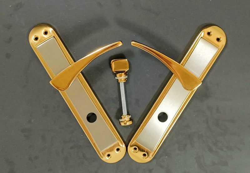 Turkish 710 privacy door handle set — gold and silver