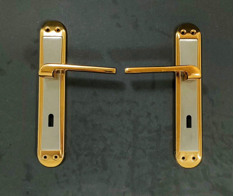 Turkish 708 interior door handle set — gold and silver
