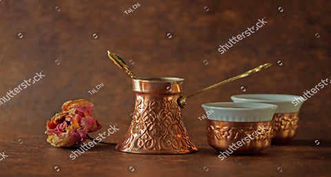 منظر 3D – قهوة بأواني نحاسية – بني وبرونزي – 1.32×0.73