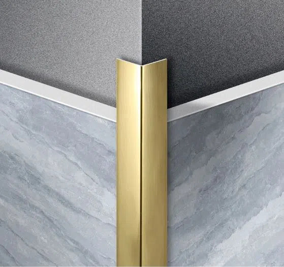 Set of 10 stainless steel corner trims — gold, 2 cm × 3 m